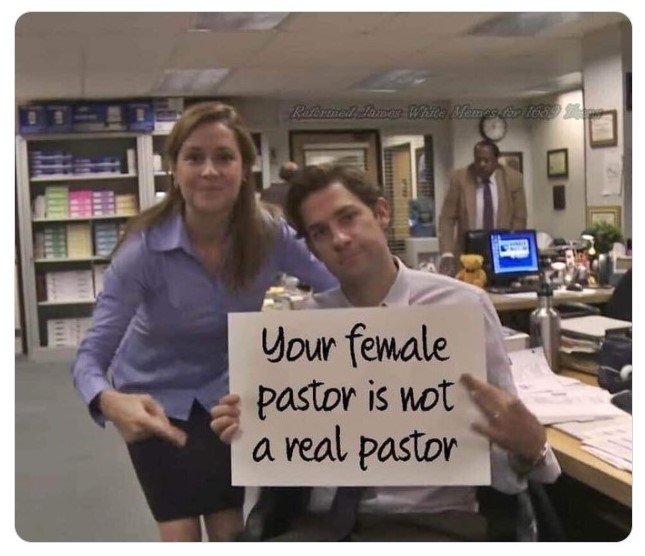 Social Media meme - Your female pastor is not a real pastor. An example of the hatred shown towards women preachers.