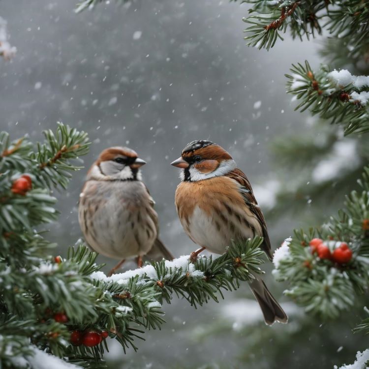 Sparrows Winter Norway Christmas Christian story for kids.