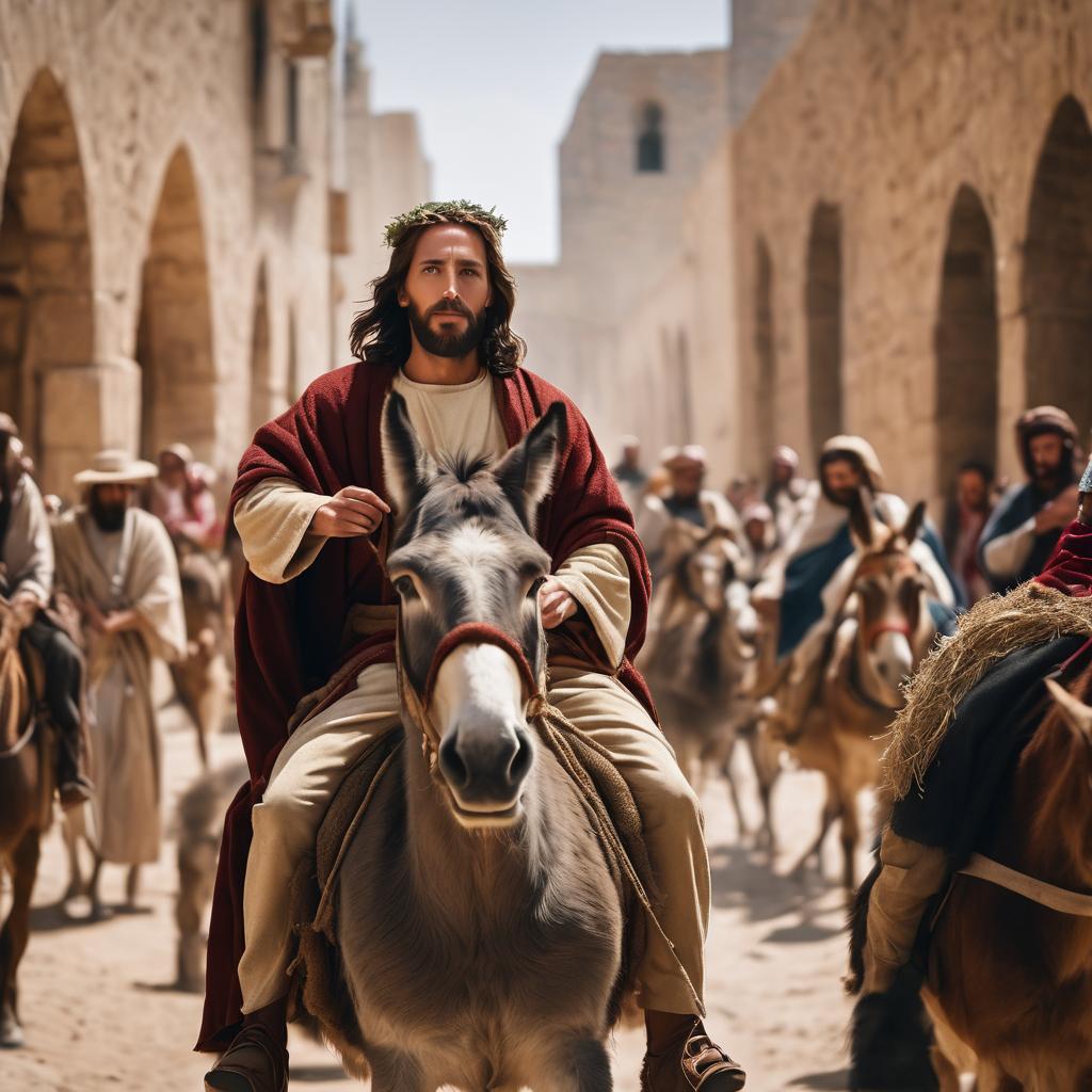 Jesus arrives in Jerusalem humbly riding a donkey as prophesied by Zechariah 9:9. All this happened on what we now call Palm Sunday. Your King is coming!